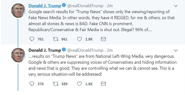 好自為之！特朗普敲打谷歌：搜到我的都是負(fù)面，白宮正在調(diào)查