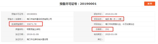 2019年?？谑着A售證已發(fā)，房源582套，12888元/㎡起